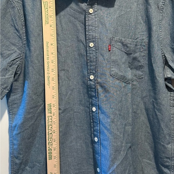 Men’s Levi's One Pocket Chambray Button Shirt Blue Llama Where I'm From Size L - Picture 7 of 8